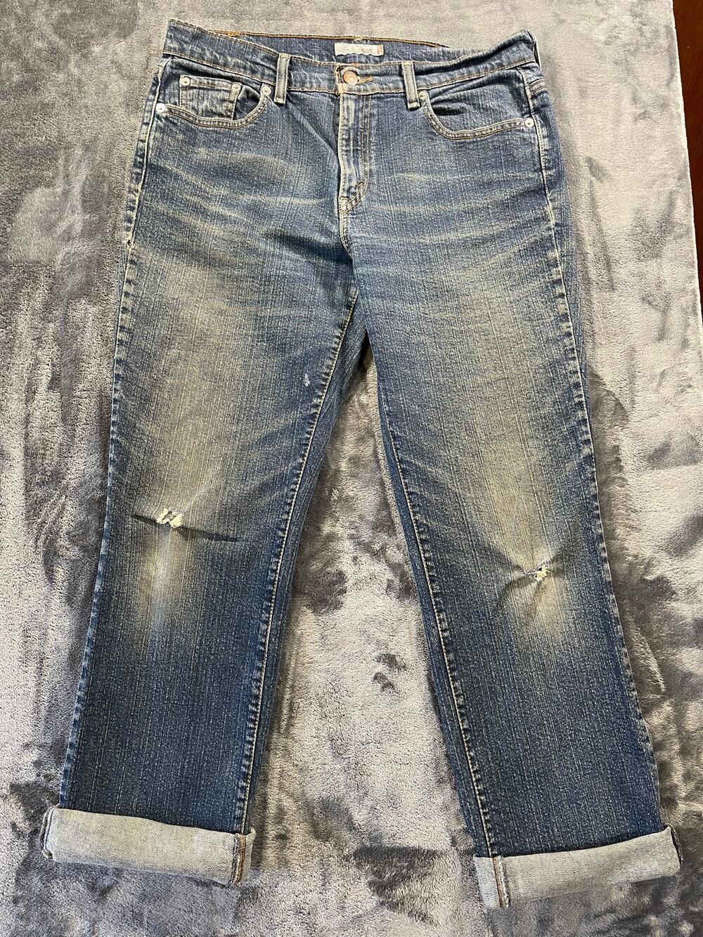 Levi's 505 Straight Leg Distressed Jeans 10S Short Stretch